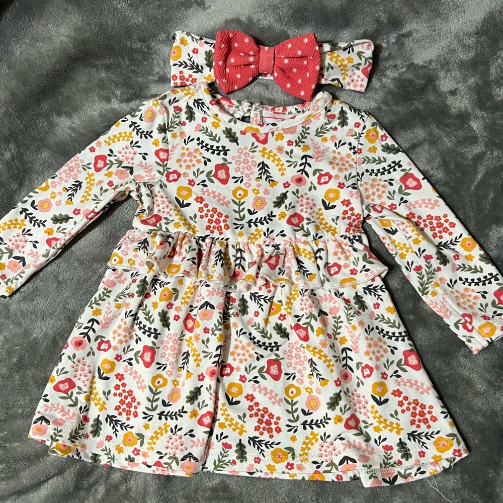 Baby Floral Dress with Head Band- Size 6months